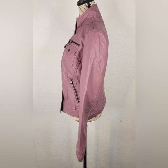 Ci Sono M Faux Leather Moto Jacket Zippers Pockets - Picture 2 of 8